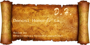 Dencsi Honoráta névjegykártya
